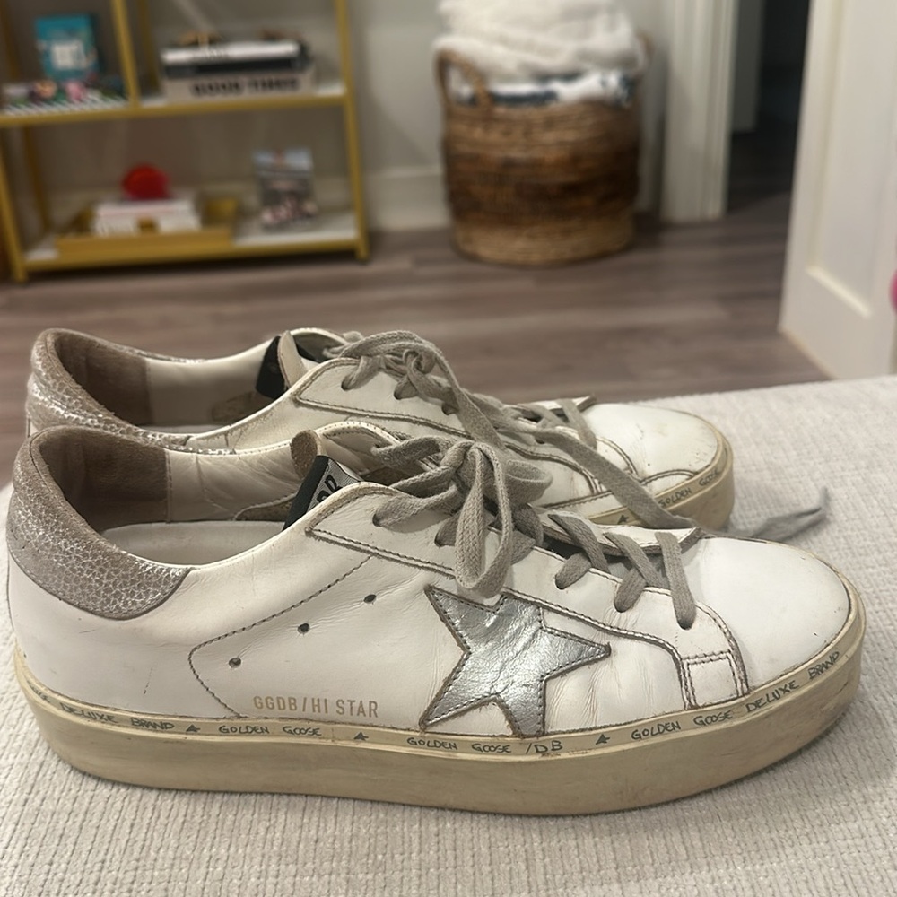Silver and white Golden Goose Hi Stars. Size 39. Authentic. - Picture 2 of 8